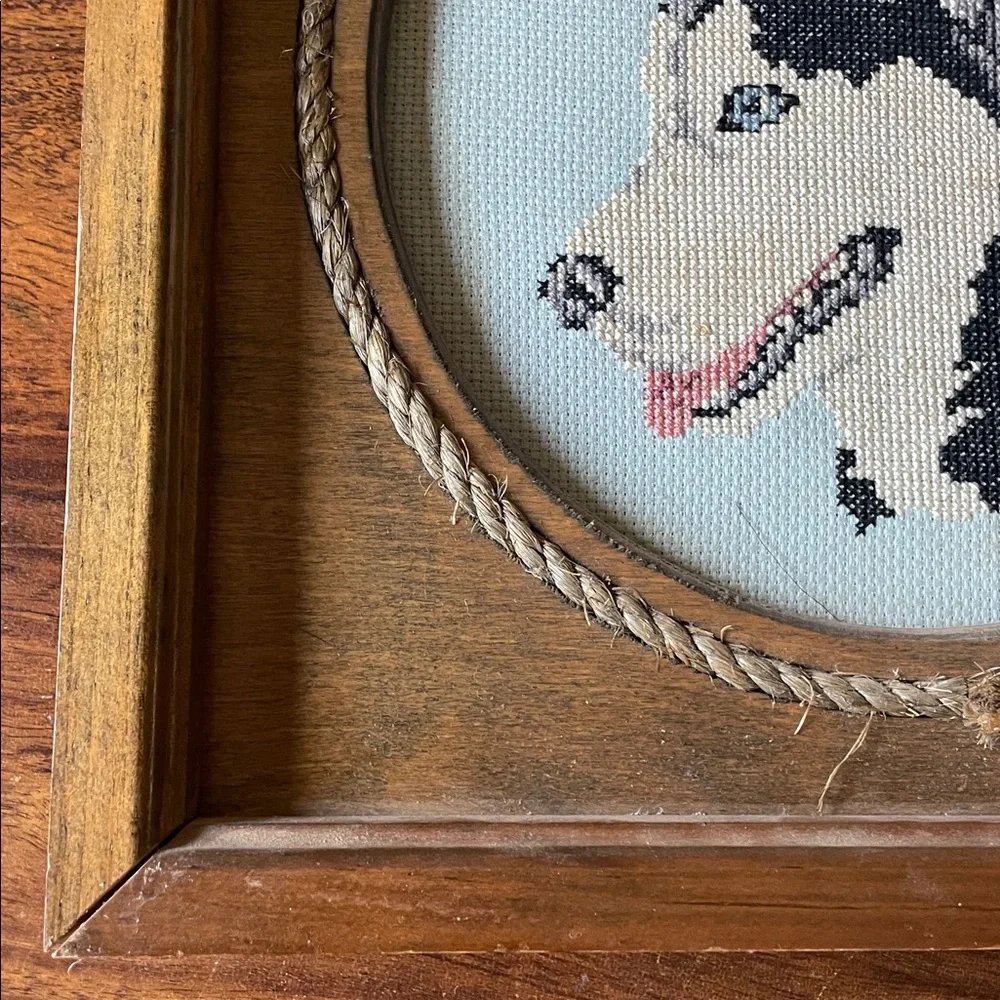 Siberian Husky Dog Completed Cross Stitch Solid Wood Vintage Framed Needlepoint - Picture 15 of 16